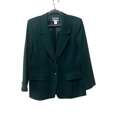 Pendleton Blazer Women 12 Green Wool Two Button Made in USA Classic Academia