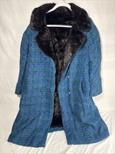 Vintage 70s Brown Wool Swing Coat WITH Fur LININGTHROUGHOUT WOMENS LARGE 1T