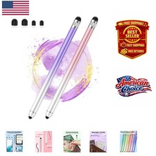 Lightweight  Stylish Dual-End Stylus Pens for Touchscreens - 2 Pack Pink/Purple