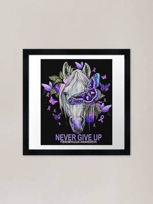 Fibromyalgia Awareness Never Give u gerahmtes Wandbild Poster Leinwanddruck Bild
