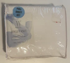 NWT Vintage Wamsutta Full Sheet Set 100% Combed Cotton Jersey Knit White NOS