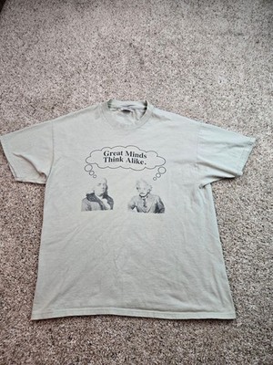 Great Minds Think Alike T Shirt XL Green Albert Einstien Ben Franklin Hanes Y2K