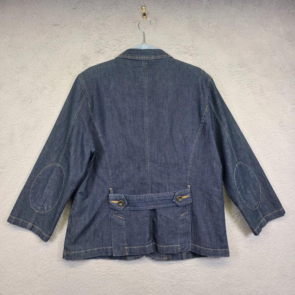 Chaqueta de mezclilla Y2K City Streets para mujer XL azul denim lavado oscuro utilitaria militar Foto 4 de 4