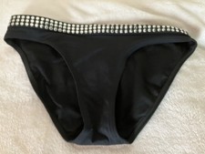 Michael Kors W-8 Bikini Bottom Black 3 Row Studs At Waist /Back Logo In Studs