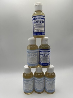 Dr. Bronner s Magic Soap Travel Lot of 6 | 2oz | Baby Unscented & Peppermint