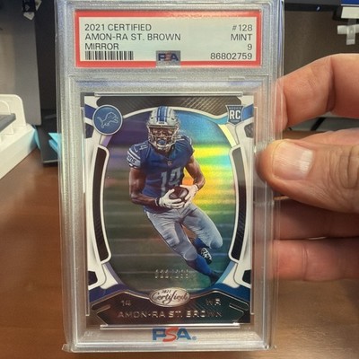 2021 Panini Certified Rookies Amon-Ra St. Brown Mirror /299 #128 PSA 9🔥📈LIONS