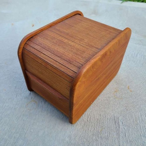Kalmar Designs Roll Top in legno di teak Tambour CD floppy disk custodia - Foto 14 di 14