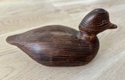 Vtg Hand Carved Wooden Brown Bufflehead Duck Decoy Glass Eyes Artist Signed — photo 8