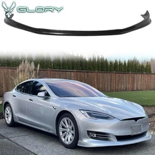 Fits 16-21 Tesla Model S MDA Style PU Front Bumper Lip Chin Spoiler Unpainted