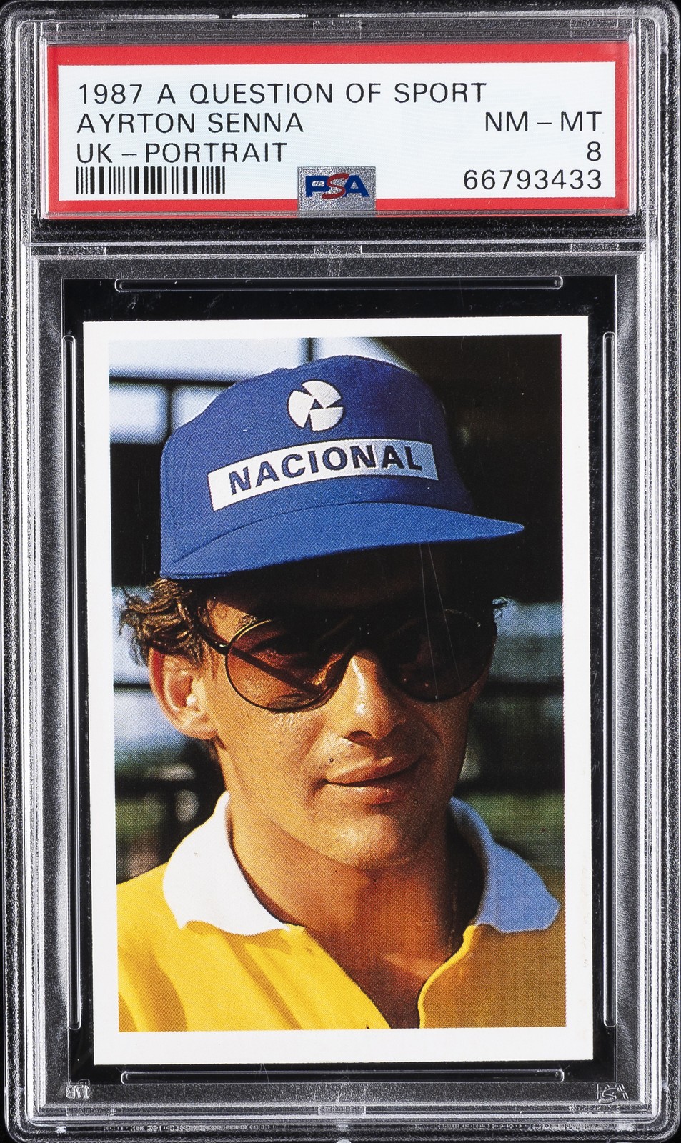 1987 A QUESTION OF SPORT UK PORTRAIT AYRTON SENNA PSA 8