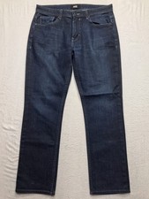 PAIGE Federal Jean Men 34x29 Slim Straight Dark Whisker Wash USA Made Denim