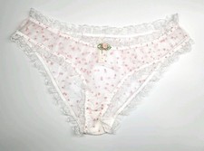 For Love Lemons Womens Size Medium White Floral Mesh Panties