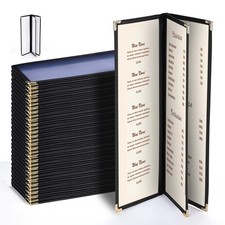 WeChef 30 Pcs Restaurant Menu Covers Holders for 4.25 x 14" Paper 3 Page 6 View
