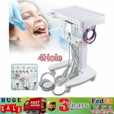 Portable Mobile Dental Delivery Unit System Cart Treatment Compressor 4-Hole USA