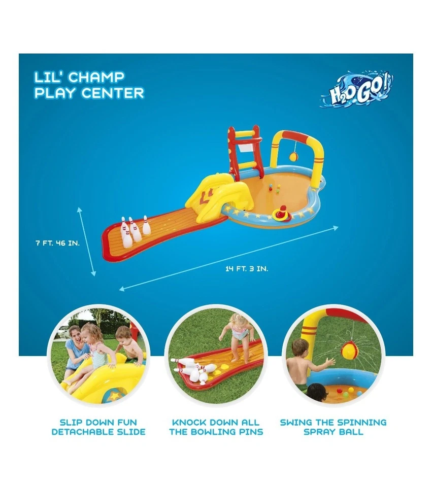 🔥NUEVO🔥H2OGO! Centro de piscina Lil' Champ Play con tobogán para niños Foto 2 de 3