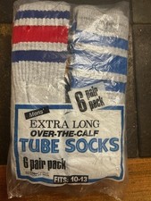 Vintage 6 Pack Kmart Mens Over The Calf Tube Socks Size 10-13 Gray