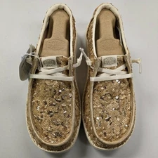 Hey Dude Women's Wendy Confetti Sequin Gold NIB! 2025