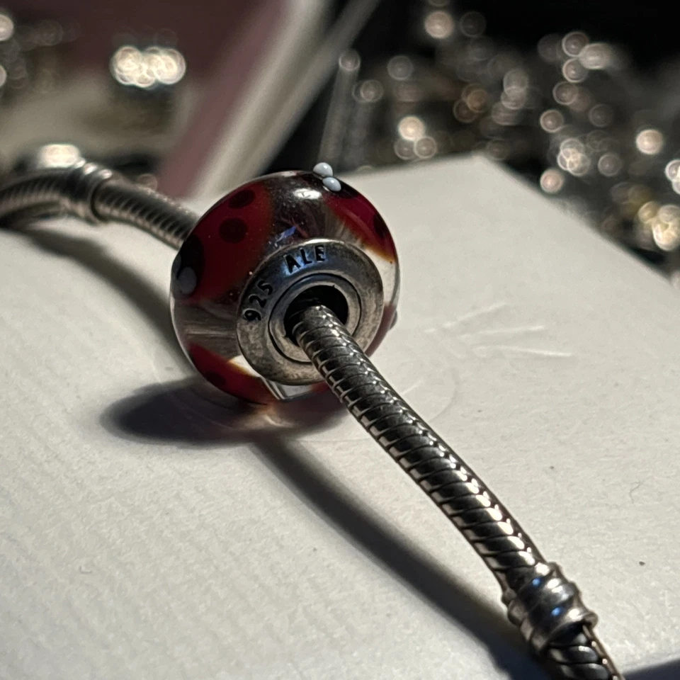 Pandora LADYBIRD Ladybug Red Murano Glass Clear Charm 925 ALE - Image 4 of 4