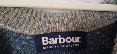 Barbour  Scotland Pullover L Grün Meliert  Lammwolle