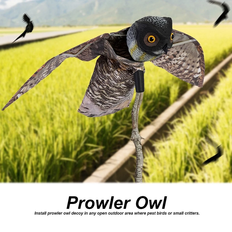 Prowler Owl With Moving Wing Garden Scarecrow Predator Decoy Pest - Image 4 of 4