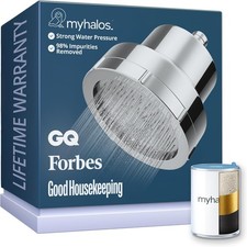 MyHalos Filtered Shower Head for Hard Water Filter - High Pressure, Removes Ch