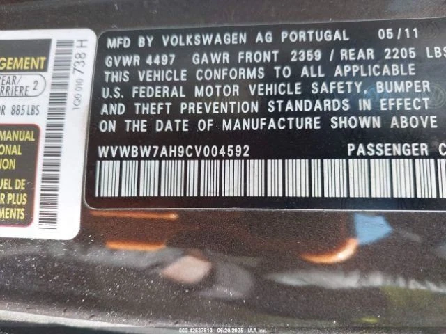 2012 Volkswagen EOS Alternator 2.0L 140 Amp Used OEM 06B903016AB 81K Miles - Image 2 of 4