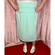 Vintage Striped Teal Aqua Comfy 80s Skirt 1X 