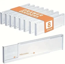 8 Pack Adjustable Drawer Dividers Expandable Organizers for Kitchen Bedroom