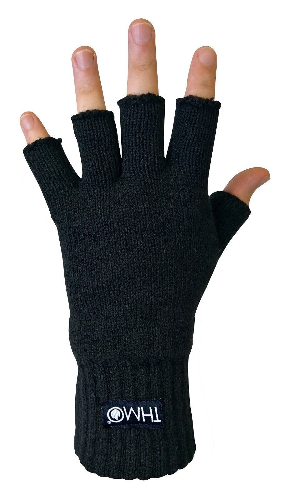 THMO - Mens Black 3M Thinsulate Insulation Lined Fingerless Gloves