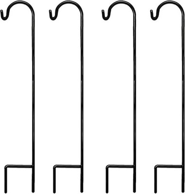 Black Shepherd Hook 48 Inch (4 Pack), 10MM Thick, Super Strong