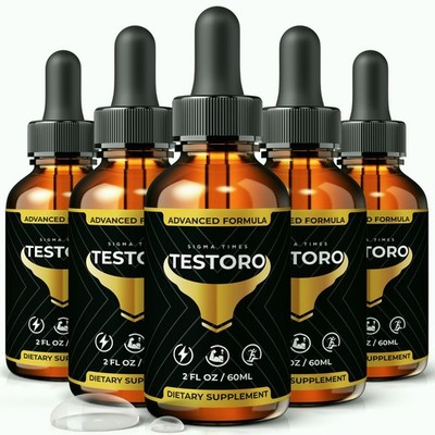 Testoro Liquid Drops, Premium Sublingual Formula for Men, Male Health - 5 Pack