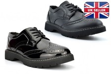Womens Brogues Girls School Shoes Ladies Brogues Brogue Shoes Sizes 3-8 Black