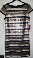 Vince Camuto Sequins Striped Shift Party Cocktail Dress Size 8 NWT