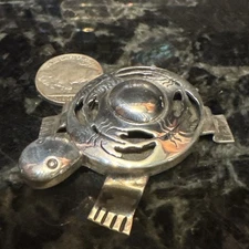 Vntg Navajo TURTLE Pendant Brooch Pin Native American Sterling Silver Marked S V