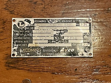 Original Lycoming O320D2B  Used Engine Data Plate