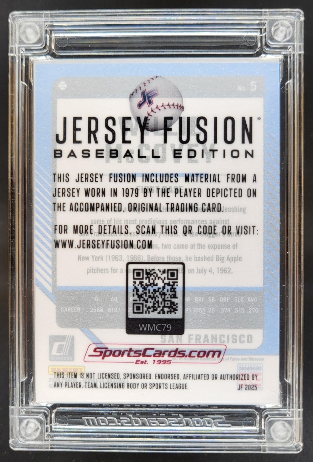 JERSEY FUSION BASEBALL WILLIE MCCOVEY DONRUSS GAME USED PATCH SO view 2