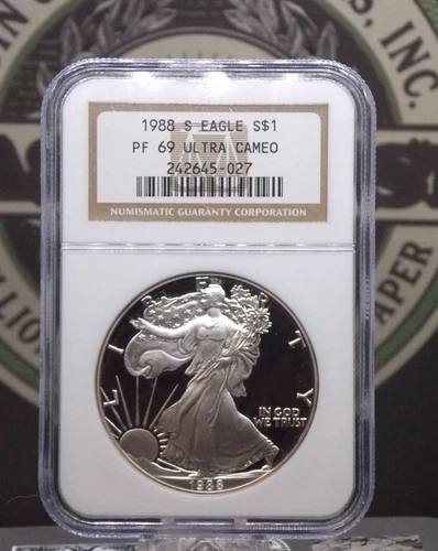 1988 "S" PROOF American *SILVER* Eagle $1 NGC PF69 Ultra Cameo #027 ECC&C, Inc.