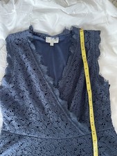 Apricot Women's UK 14 Blue Floral Lace V-Neck Sleeveless Lined