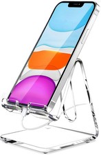 Crpich Acrylic Cell Phone Stand, Portable Clear Phone Stand for Desk, Compatible