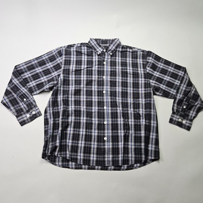 CE Schmidt Workwear Men's XL Long Sleeve Plaid Button Down Shirt Black Blue