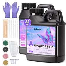 Epoxy Resin Kit 32 oz Crystal Clear, Hard Upgraded 2 Part Epoxy and Hardener for