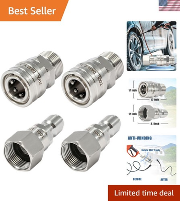 #ad Stainless Steel Pressure Washer Swivel Adapter Set M22 14mm to 3 8quot; 5000 PSI $39.35