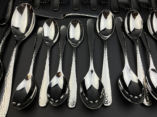Lot of 45 Hampton Forge Tomodachi MARGUERITE Hammered Flatware 18/10 Stainless - Picture 2 of 12