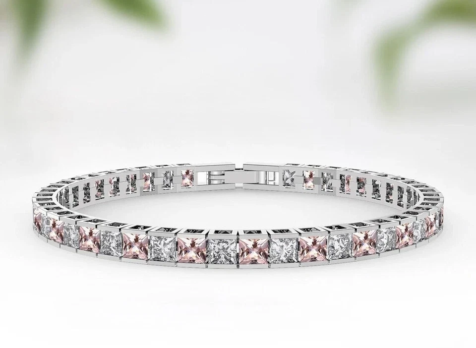 Brazalete Tenis 16 quilates Creado Corte Princesa Champagne y Diamantes Chapado en Oro 14K! Foto 4 de 4