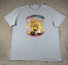 “I Love Appetizers” Funny Party Graphic Grey T-Shirt Fruit Of The Loom • Sz XXL