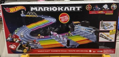 Hot Wheels Mario Kart Rainbow Road Race Track Set - Lights