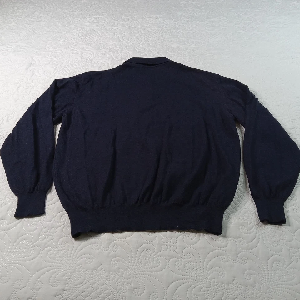 Kirkland Signature Extra Fine Merino Wool Polo Sweater Mens XL Navy Soft EUC - Image 2 of 4