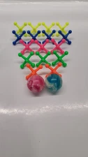Hot Neon Big Jax Jacks Game Set 2004 Pink and Blue Marble Looking Balls