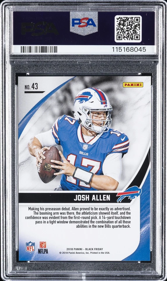 2018 PANINI BLACK FRIDAY CRACKED ICE #43 JOSH ALLEN 8/10 PSA 9 - Image 2 of 2