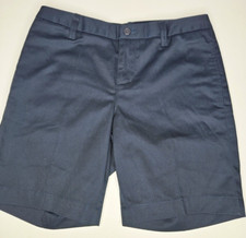 Lands End Shorts Girls Size 12 Active Chino School Uniform Bottoms Blue